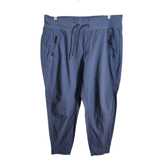 Athleta Trekkie North Jogger Pants Cottage Blue Zip Pockets Drawstring Size 14 - Picture 2 of 12